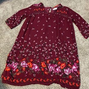 Maroon dress with flowers